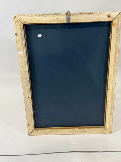 Rectangular wood and gilded stucco mirror...