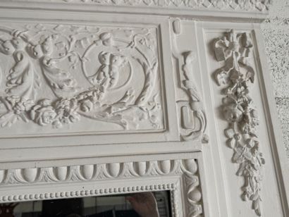 Large lacquered and carved wood trumeau with...