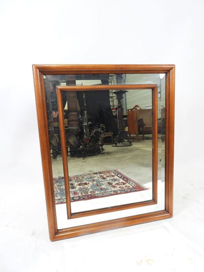 Rectangular, double-framed, molded and stained...