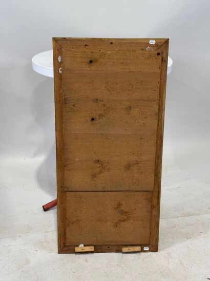 Rectangular mirror in wood and gilded stucco....