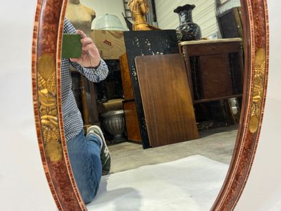 Molded wood mirror with gold highlights and...