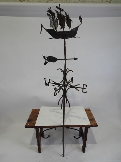 Important weathervane in welded and patinated...