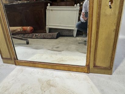 Overmantel mirror in wood and gilded and...