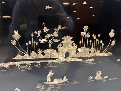 ASIA XXth.
Lacquered rectangular panel with...