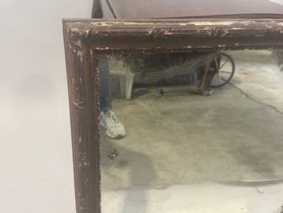 Rectangular mirror in wood and patinated...