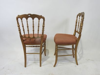 Pair of Charivari chairs in gilded wood,...
