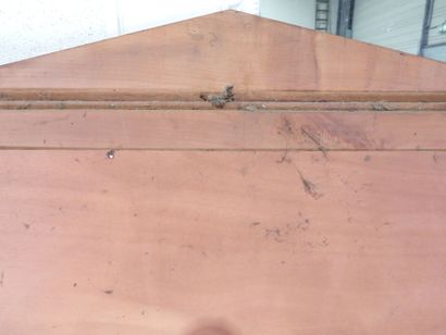 Exotic wood mirror with half-columns topped...