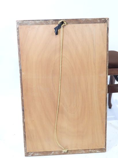 Rectangular wood and gilded stucco mirror...