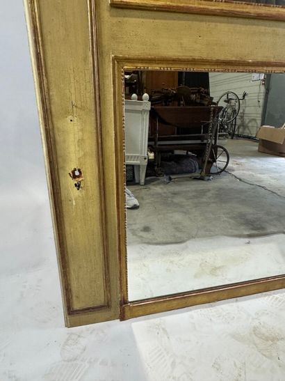 Overmantel mirror in wood and gilded and...