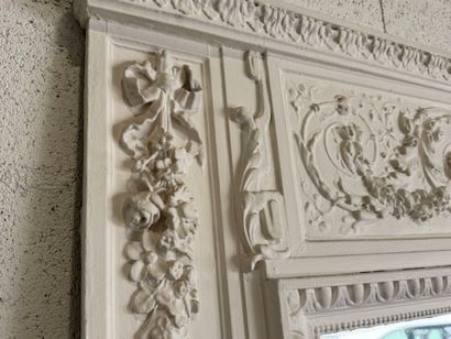 Large lacquered and carved wood trumeau with...