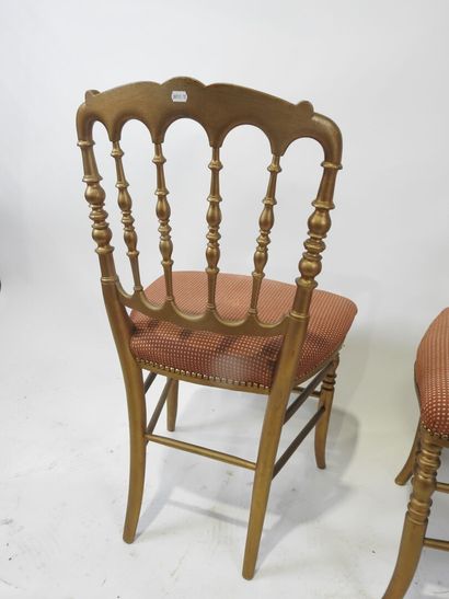Pair of Charivari chairs in gilded wood,...