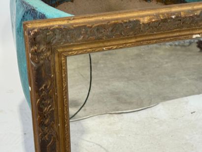 Rectangular mirror in wood and gilded stucco,...