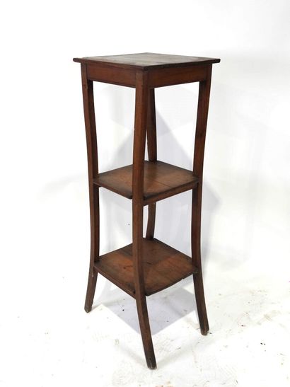 Natural wood sellette with square top, legs...