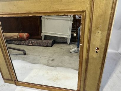Overmantel mirror in wood and gilded and...