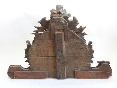 Carved wood mirror top painted with gilded...