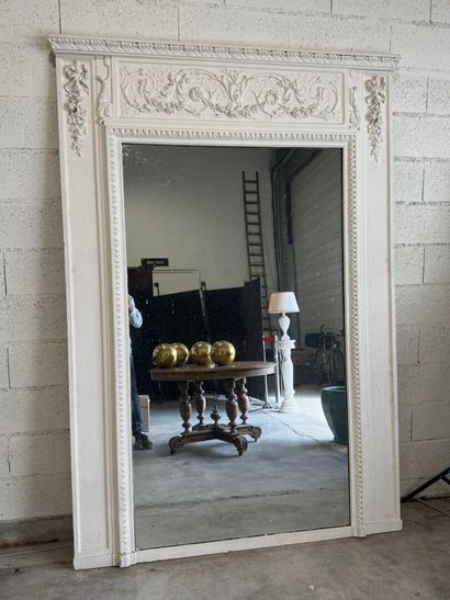 Large lacquered and carved wood trumeau with...