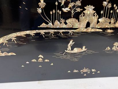 ASIA XXth.
Lacquered rectangular panel with...