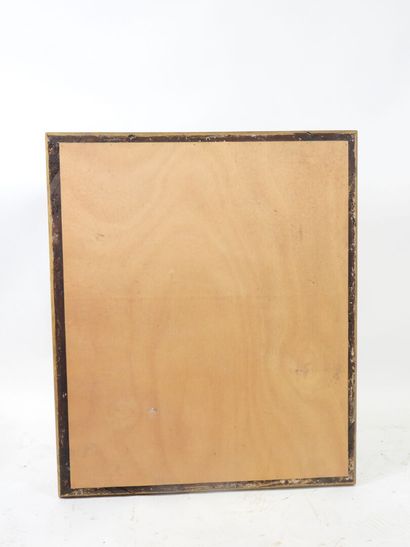 Rectangular wood and gilded stucco mirror...