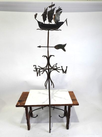 Important weathervane in welded and patinated...