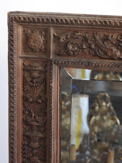 Rectangular carved wood mirror with foliate...