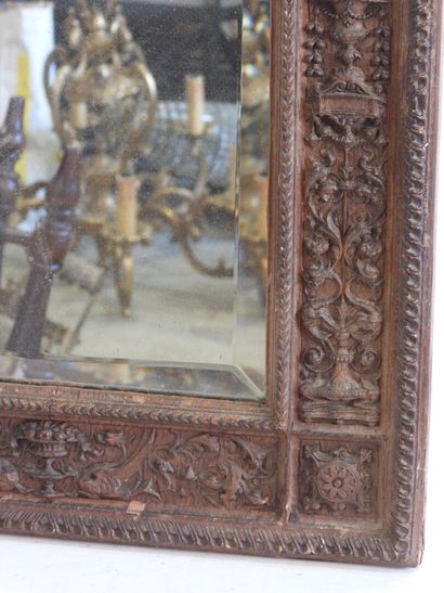 Rectangular carved wood mirror with foliate...