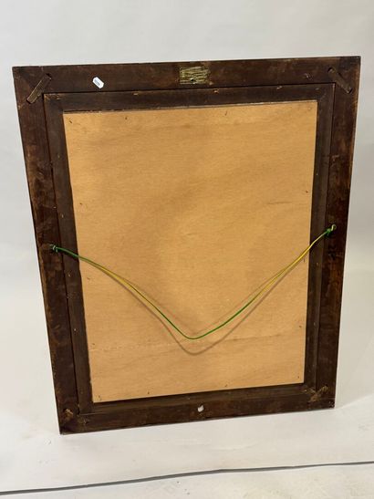 Rectangular gilded and carved wood mirror...