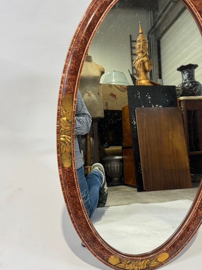 Molded wood mirror with gold highlights and...