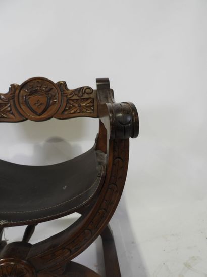 Dagobert armchair in carved oak, the back...