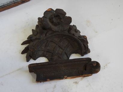 Carved wood mirror top painted with gilded...