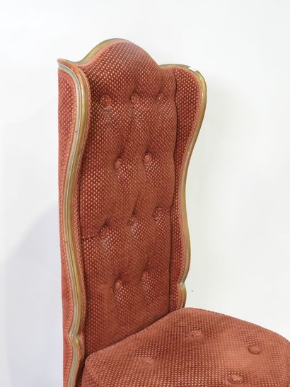 Molded, carved and gilded wood wing chair,...