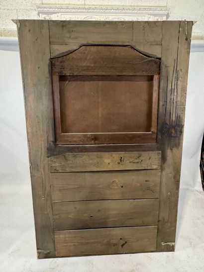 Overmantel mirror in wood and gilded and...