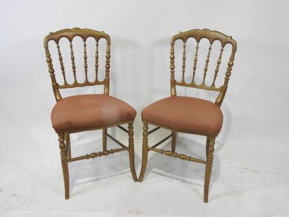 Pair of Charivari chairs in gilded wood,...