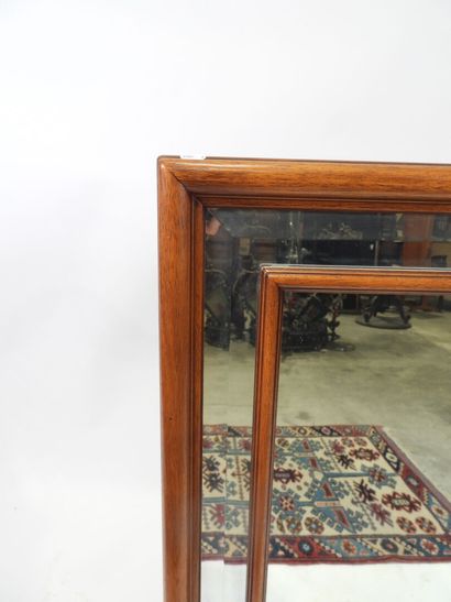 Rectangular, double-framed, molded and stained...