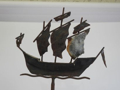 Important weathervane in welded and patinated...