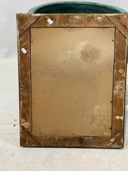 Rectangular mirror in wood and gilded stucco,...