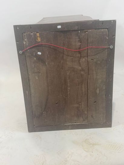 Rectangular mirror in wood and patinated...