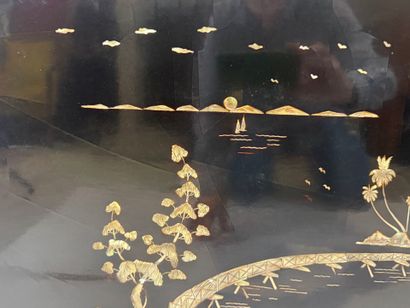 ASIA XXth.
Lacquered rectangular panel with...