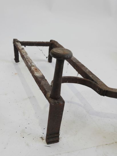 Pair of brass and wrought iron andirons forming...