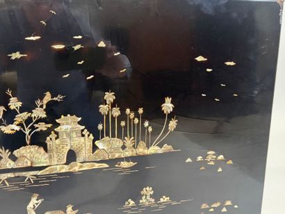 ASIA XXth.
Lacquered rectangular panel with...