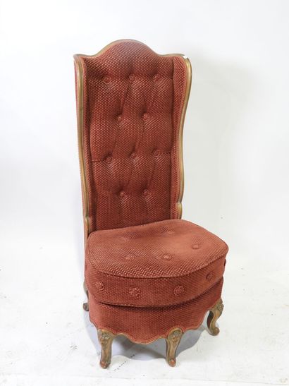 Molded, carved and gilded wood wing chair,...