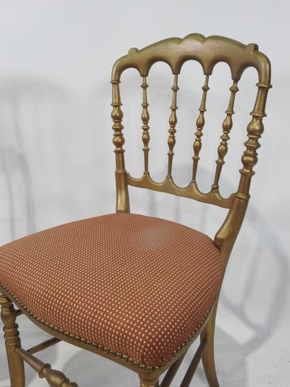 Pair of Charivari chairs in gilded wood,...