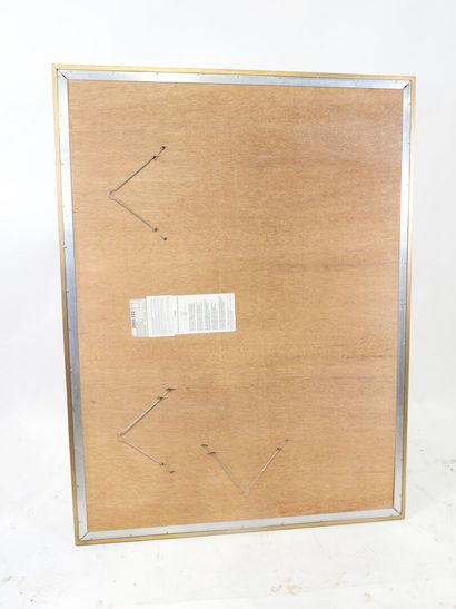 Rectangular double-framed wood and gilded...