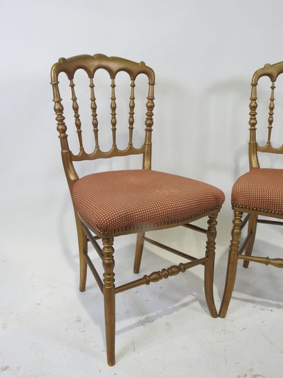Pair of Charivari chairs in gilded wood,...