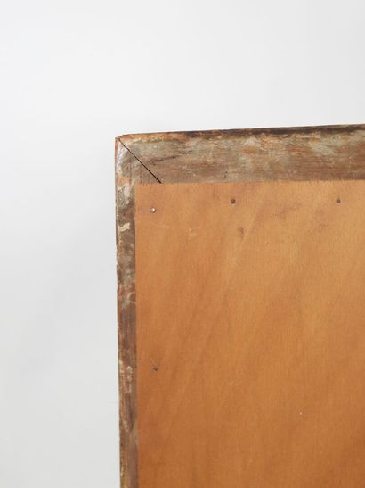 Rectangular wood and gilded stucco mirror...