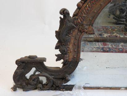 Carved wood mirror top painted with gilded...
