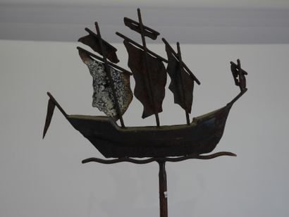 Important weathervane in welded and patinated...
