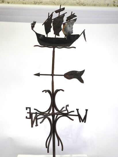 Important weathervane in welded and patinated...
