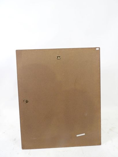 Rectangular, double-framed, molded and stained...