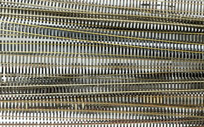 7 Rails droits Ho dd 95cm, en laiton montés...
