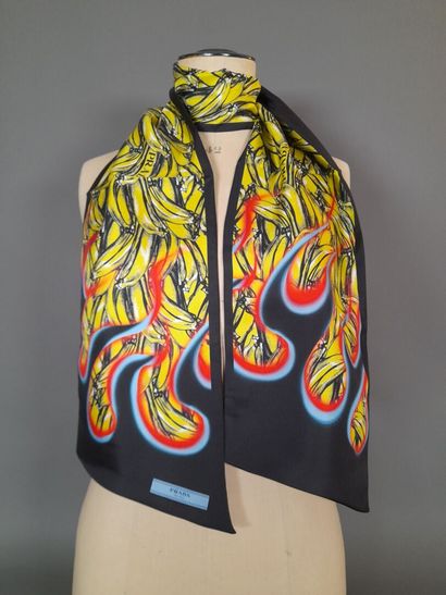 PRADA.
Silk twill scarf decorated with bananas...